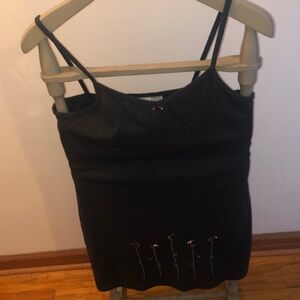 Xhilaration dark gray Floral-Accented Spaghetti Strap Camisole